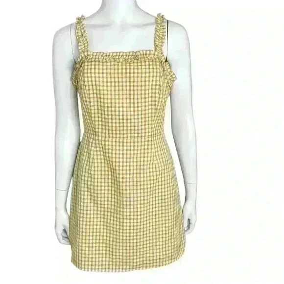 Lost+Wander Yellow Mimosa Ruffled Gingham Sleeveless Mini Dress - Picture 12 of 12